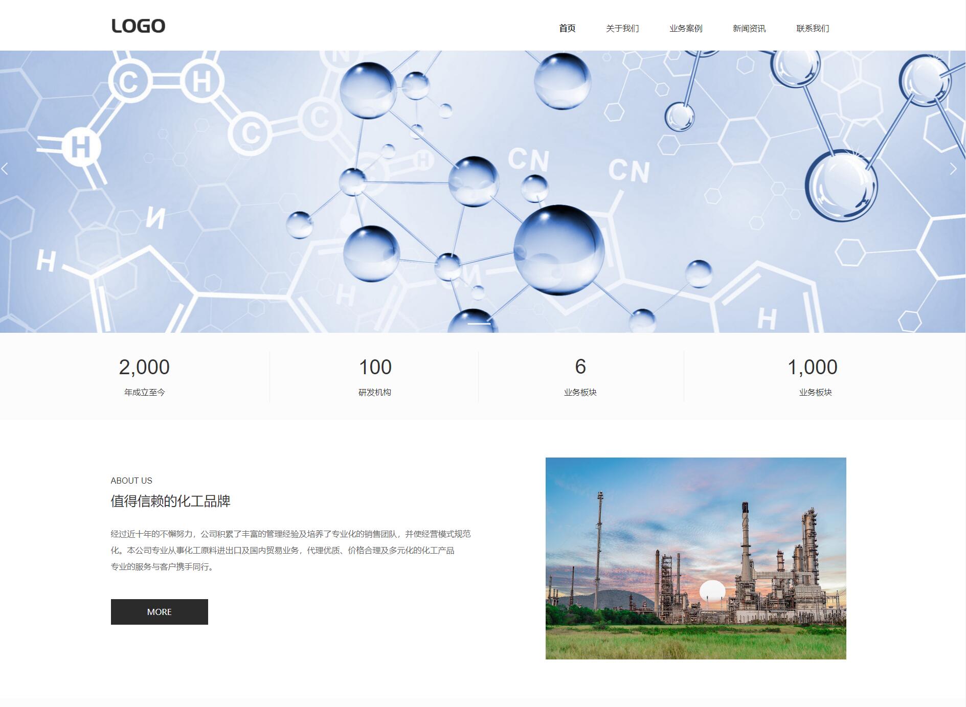 化工材料AI网站范本网站模板桌面预览